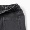 Denim joggers with drawstring and 5 pockets for boys, dark grey