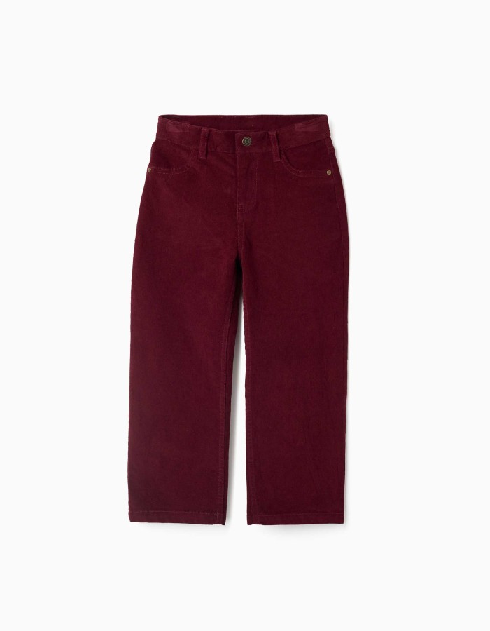 Straight fit corduroy trousers for boys, burgundy