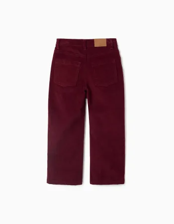 Straight fit corduroy trousers for boys, burgundy