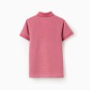 Cotton piqué polo shirt with jacquard for boys, dark pink