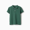 Short sleeve cotton piqué polo shirt for boys, dark green