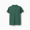 Short sleeve cotton piqué polo shirt for boys, dark green