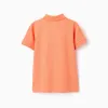 Short sleeve cotton piqué polo shirt for boys, orange