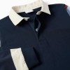 Long sleeve cotton polo shirt with stripes for boys, blue/beige/brown