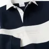 Sweatshirt with polo collar and colour block for boys, white/navy blue