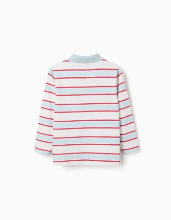 Striped long sleeve polo shirt Spider-Man for boys, white/blue/red