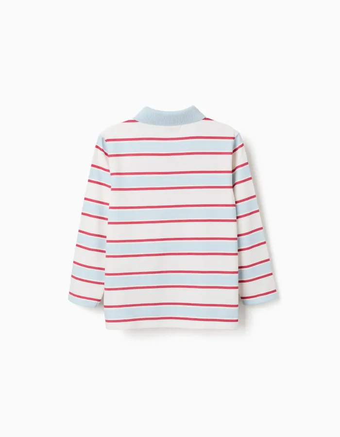 Striped long sleeve polo shirt Spider-Man for boys, white/blue/red