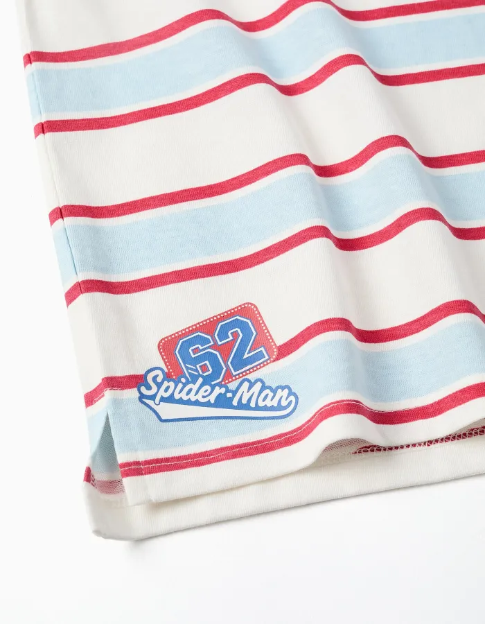 Striped long sleeve polo shirt Spider-Man for boys, white/blue/red