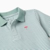 Striped cotton polo shirt with print for boys, light green/white