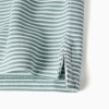 Striped cotton polo shirt with print for boys, light green/white