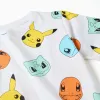 Short sleeve cotton pyjamas with Pokémon prints for boys, white/dark blue