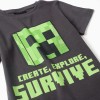 Cotton pyjamas with Minecraft print for boys, grey/green