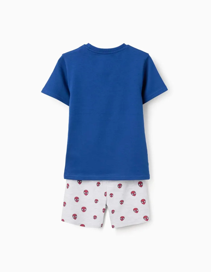 Short sleeve glow-in-the-dark pyjamas with Spider-Man for boys, blue/grey