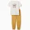 Short sleeve pyjamas with racing car print for boys, white/yellow