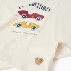 Short sleeve pyjamas with racing car print for boys, white/yellow