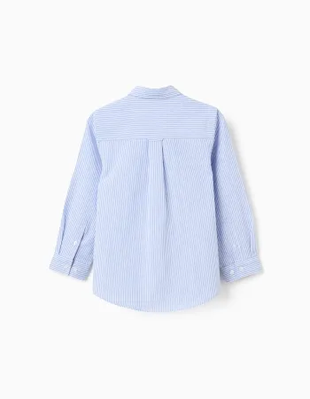 Striped Oxford Shirt for Boys, White/Blue