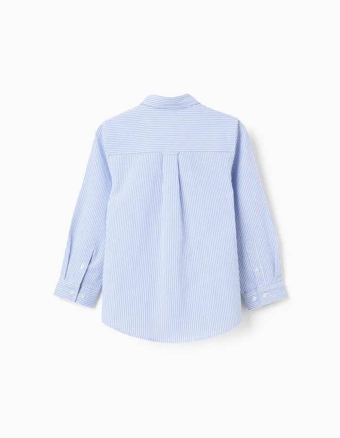 Striped Oxford Shirt for Boys, White/Blue