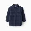 Flannel jacket with sherpa lining for boys, dark blue