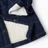 Flannel jacket with sherpa lining for boys, dark blue