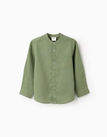 LS SHIRT LINEN MAO, GREEN