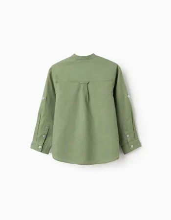 LS SHIRT LINEN MAO, GREEN