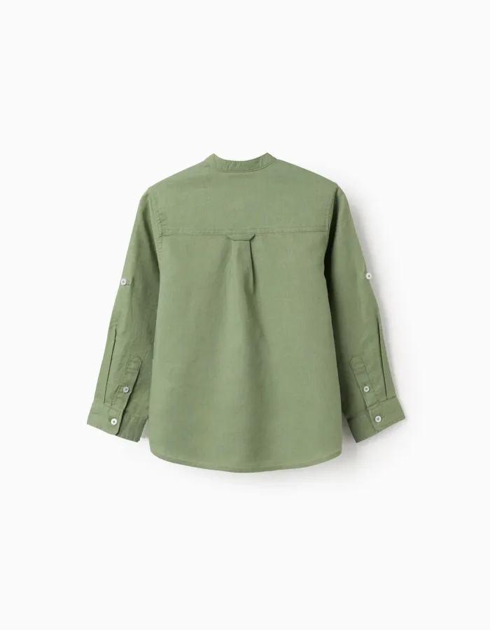 LS SHIRT LINEN MAO, GREEN