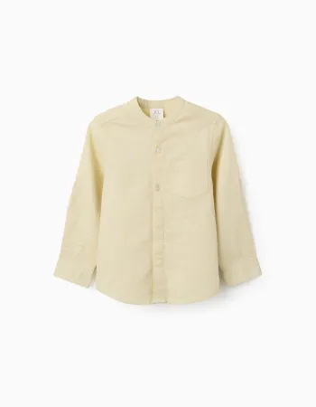 LS SHIRT LINEN MAO, LIGHT YELLOW