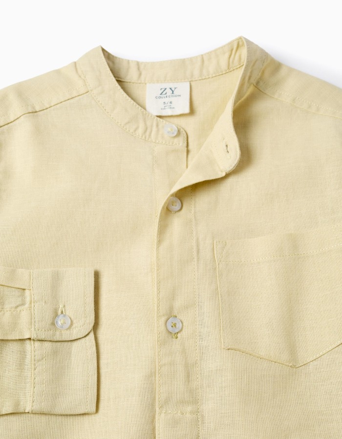 LS SHIRT LINEN MAO, LIGHT YELLOW