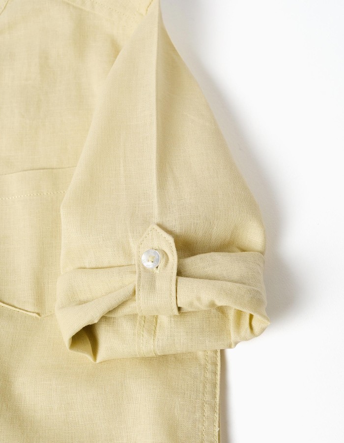 LS SHIRT LINEN MAO, LIGHT YELLOW