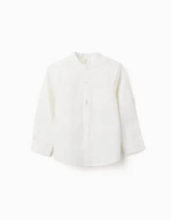LS SHIRT LINEN MAO, WHITE