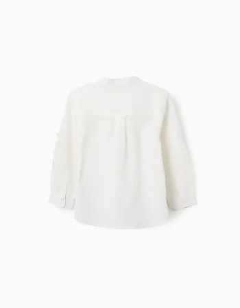 LS SHIRT LINEN MAO, WHITE