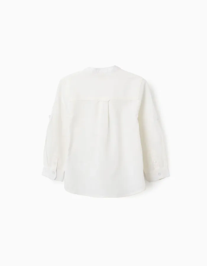 LS SHIRT LINEN MAO, WHITE