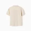 Cotton short sleeve shirt with chest pockets for boys, light beige