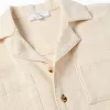 Cotton short sleeve shirt with chest pockets for boys, light beige