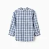 Cotton checked shirt with roll-up sleeves B&S for boys, blue