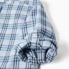 Cotton checked shirt with roll-up sleeves B&S for boys, blue