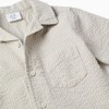 Short sleeve cotton shirt with stripes for boys, beige/blue
