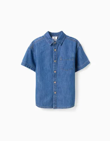 SS SHIRT LIGHT DENIM, BLUE