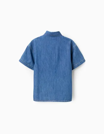 SS SHIRT LIGHT DENIM, BLUE
