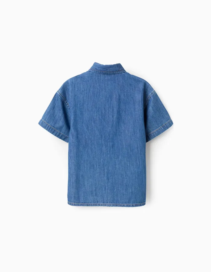 SS SHIRT LIGHT DENIM, BLUE