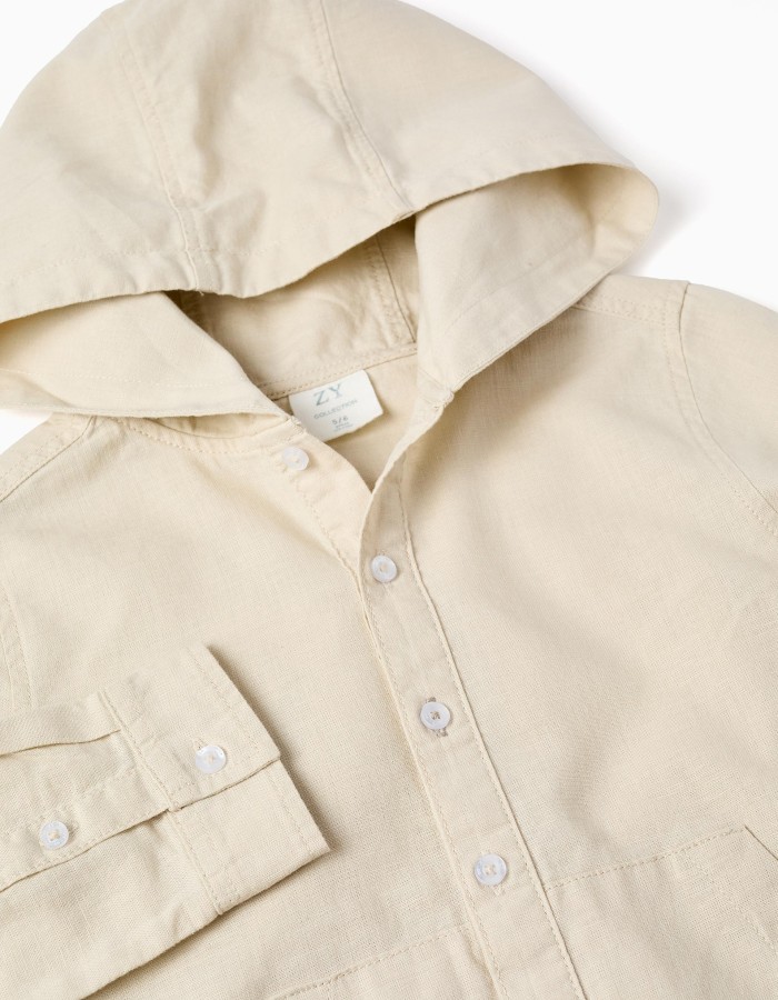 LS SHIRT LINEN, LIGHT BEIGE