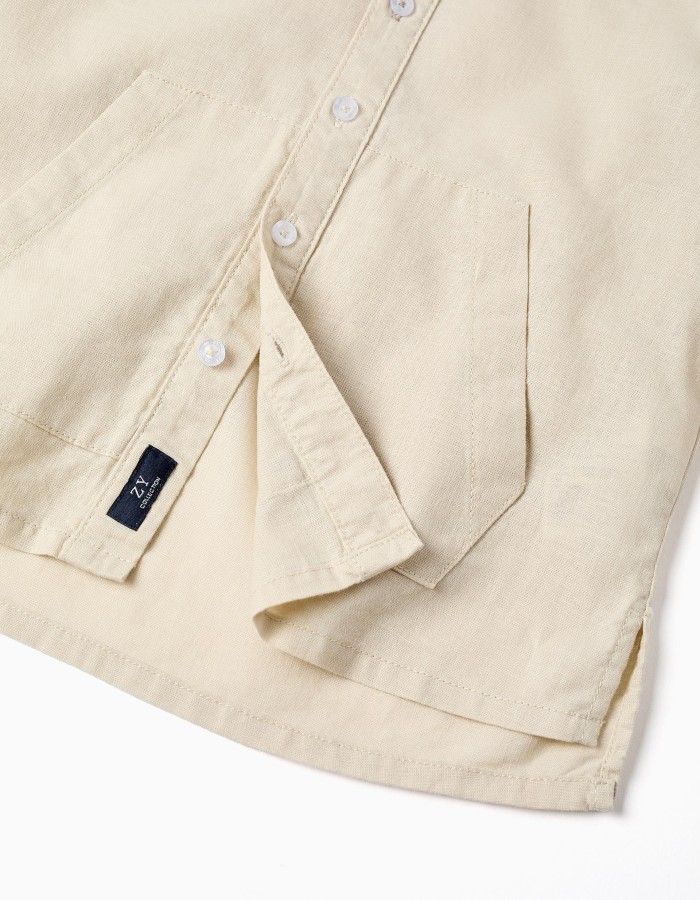 LS SHIRT LINEN, LIGHT BEIGE