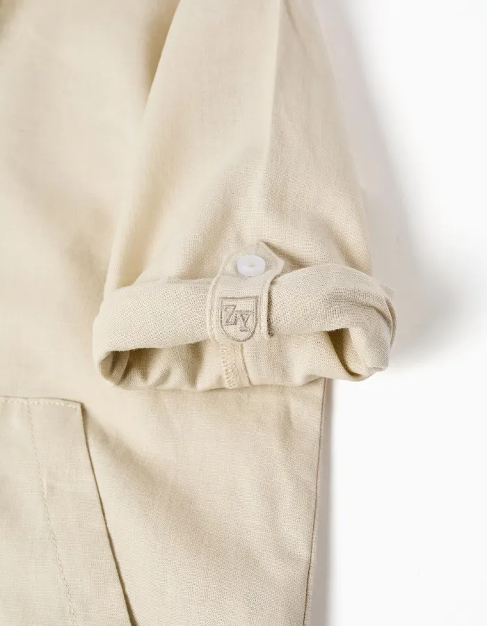 LS SHIRT LINEN, LIGHT BEIGE