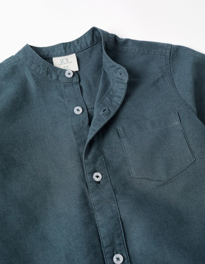 SS SHIRT LINEN, DARK BLUE