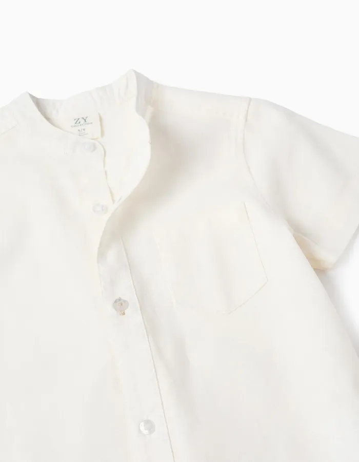 SS SHIRT LINEN, WHITE