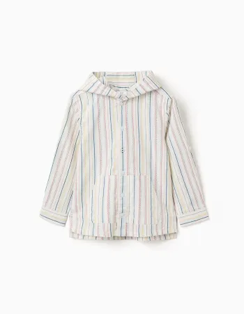 Long sleeve cotton shirt with stripes B&S for boys, multicolour