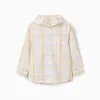 Checked cotton shirt with hood B&S for boys, white/yellow/blue/red