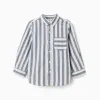Striped cotton and linen shirt You&Me for boys, white/blue