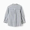 Striped cotton and linen shirt You&Me for boys, white/blue