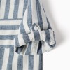 Striped cotton and linen shirt You&Me for boys, white/blue